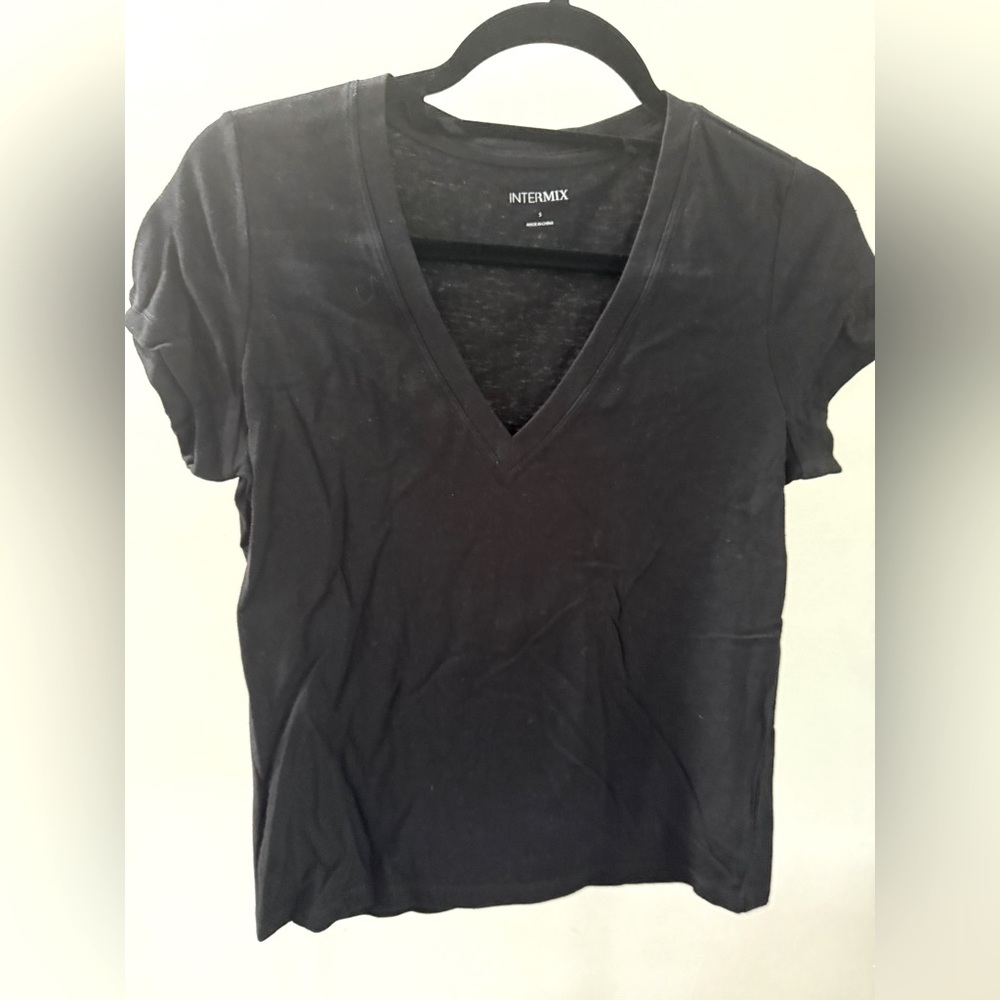 INTERMIX Black Fitted Short Sleeve Tee